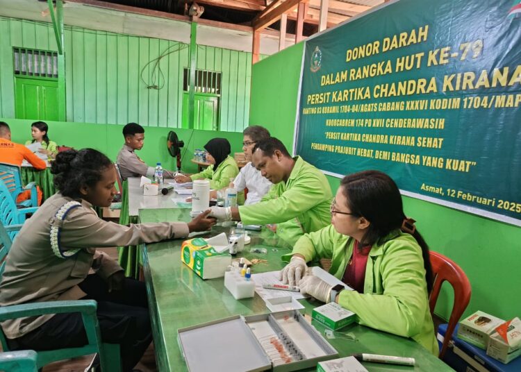 Polres Asmat Polda Papua Hadiri Kegiatan Donor Darah Dalam Rangka HUT Ke-79 Persit Kartika Chandra Kirana
