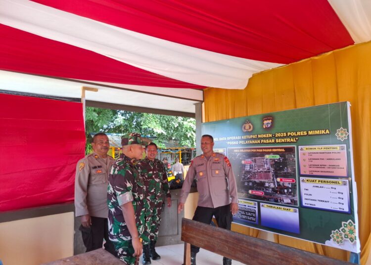 Sinergitas TNI-Polri, Dandim Mimika Pantau Posko Polres Mimika Polda Papua Pengamanan Menjelang Idul Fitri