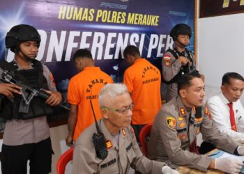 Kapolres Merauke Lakukan Press Release Kasus Pengeroyokan Akibatkan Korban Meninggal Dunia