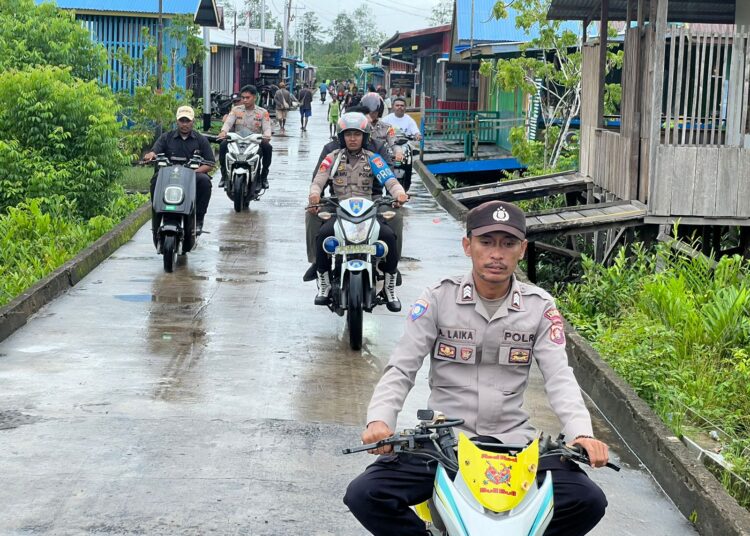 Polres Asmat Polda Papua Lakukan Patroli Cipkon Antisipasi Gangguan Kamtibmas Di Kabupaten Asmat