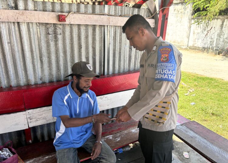 Subsatgas Keladi Sagu Gelar Pemeriksaan Kesehatan di Pangkalan Ojek Bintang Timur