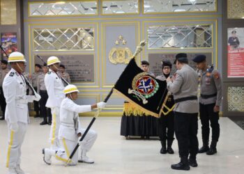 Kapolda Aceh Inspektur Upacara Pemuliaan Nilai-Nilai Tribrata Pataka Polda Aceh, Dalam Rangka Hari Bhayangkara ke 79