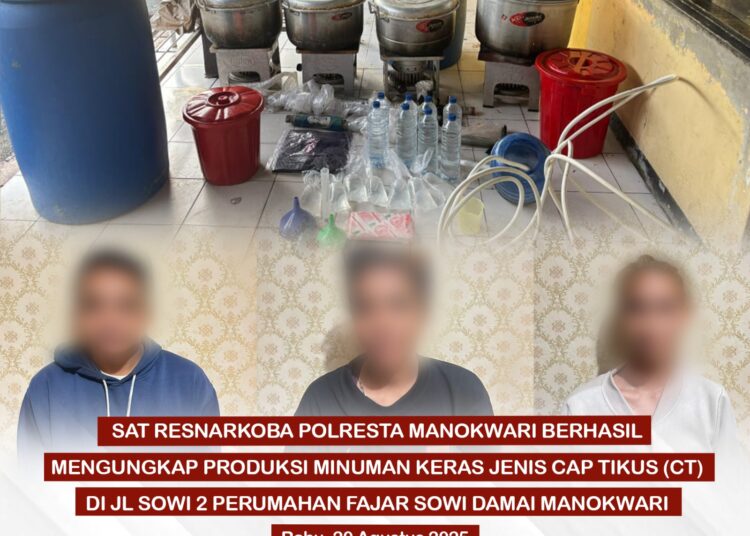 Satuan Resnarkoba Polresta Manokwari berhasil mengungkap produksi minuman keras lokal jenis Cap Tikus (CT)