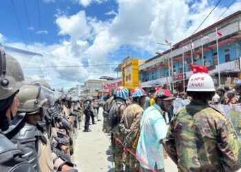 Empat Pleton Dalmas Polda Papua Amankan Aksi Unjuk Rasa di Kota Jayapura