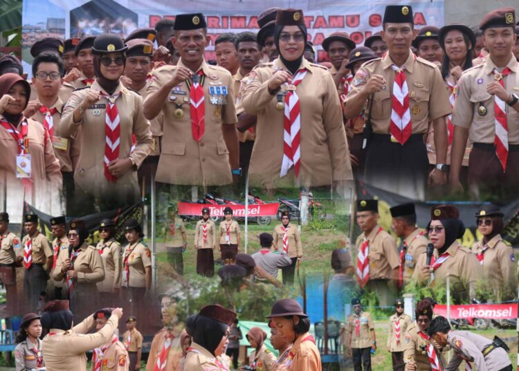 Wakapolres Merauke menjadi pembina Upacara Penerimaan Tamu Saka Bhayangkara Polsek Merauke Kota