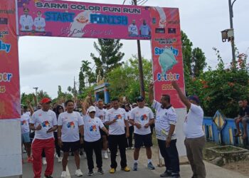 Kabag SDM Polres Sarmi Ikut Semarakkan Color Fun Run Peringatan Hari Sumpah Pemuda ke-79