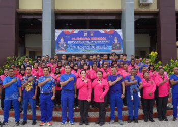 Polda Papua Barat Gelar Olahraga Bersama Dalam Rangka HUT Polairud Ke-75