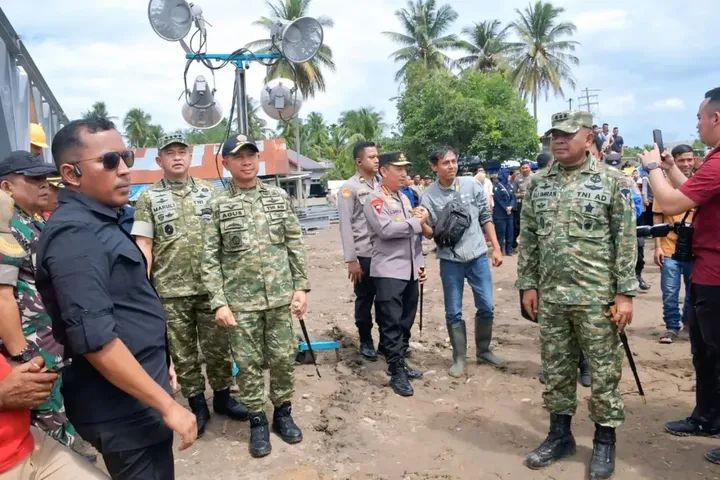 Panglima TNI Dampingi Presiden RI Tinjau Jembatan Bailey dan Pengungsian Korban Bencana di Bireuen, Aceh