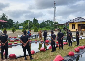 Polsek Bonggo Isi 3.200 Benih Ikan Tawar di Kolam Merah Putih