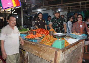 Pastikan Harga Sembako Stabil, Dandim 1310/Bitung bersama Pemerintah Kota Bitung Sidak Pasar Winenet