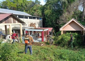 Semarak Hari Juang Infanteri Ke-77, Kodim 1310/Bitung Gelar Karya Bakti Pembersihan Pekuburan Umum