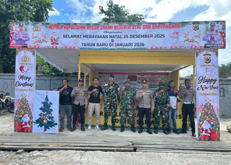 Jaga Natal dan Tahun Baru Tetap Kondusif, Polres Sarmi Bersama TNI Siagakan Pos Pengamanan