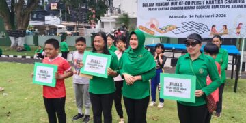 Tumbuhkan Semangat Kebersamaan, Persit KCK Cab. LXII Kodim 1310/Bitung, Olahraga Bersama dan Lomba Permainan Tradisional Peringati HUT Ke-80 Persit