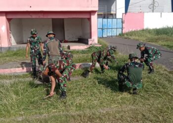 Wujud Nyata Gerakan Indonesia Asri, Personel Kodim 1310/Bitung dan Yonif TP 916/BS Kerja Bakti Bersih Lingkungan dan Fasilitas Umum