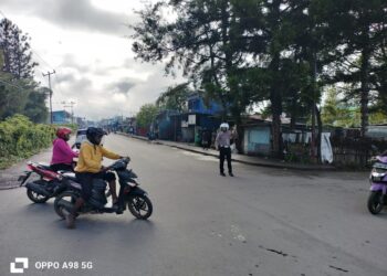 Satlantas Polres Jayawijaya Laksanakan Strong Point Pagi, Wujudkan Kamseltibcar Lantas