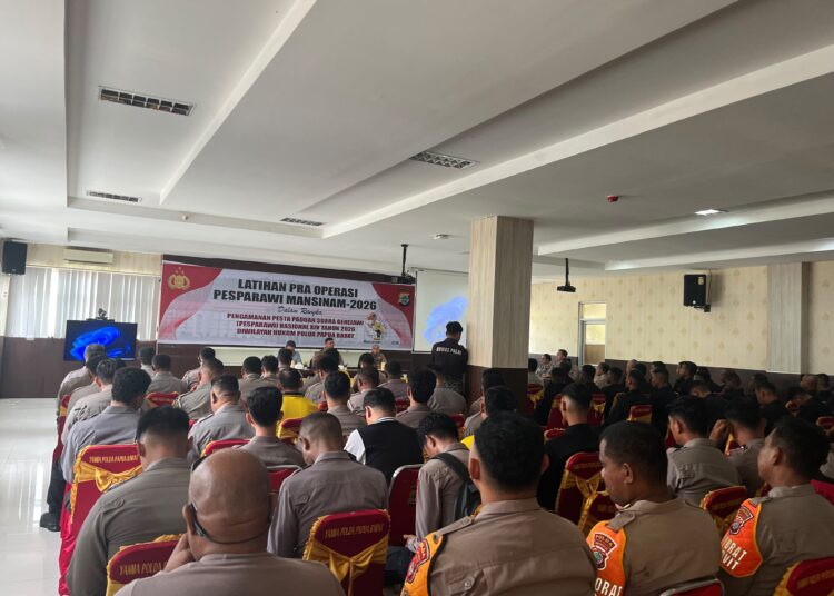 Latihan Pra Operasi Pesparawi Mansinam-2026 Dalam Rangka Pengamanan Pesta Paduan Suara Gerejawi (Pesparawi) Nasional XIV Tahun 2026 di Wilayah Hukum Polda Papua Barat