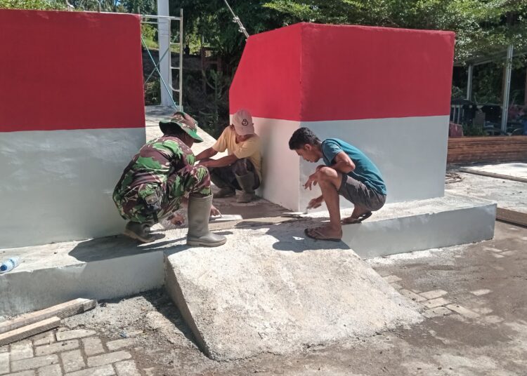 Jembatan Perintis Garuda Hampir Rampung, Tahap Pengacian Lantai Jembatan Dikebut Bersama Warga dan TNI