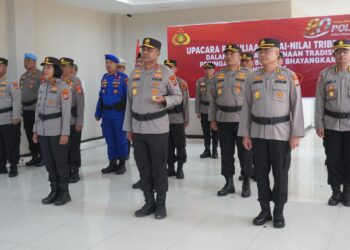 Upacara Pemuliaan Nilai-Nilai Tribrata Polda Papua Barat Berlangsung Khidmat Secara Daring