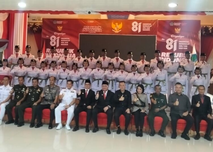 Sebagai Bentuk Dukungan dalam Menyukseskan Upacara HUT ke-81 Kemerdekaan RI, Kasdim 1310/Bitung Hadiri Pengukuhan Paskibraka Kabupaten Minahasa Utara Tahun 2026
