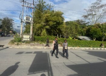 Polres Jayawijaya Laksanakan Strong Point Pagi, Jaga Kelancaran Aktivitas Masyarakat