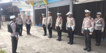 Satlantas Polres Jayawijaya Laksanakan Strong Point Pagi, Jaga Keselamatan Pengguna Jalan