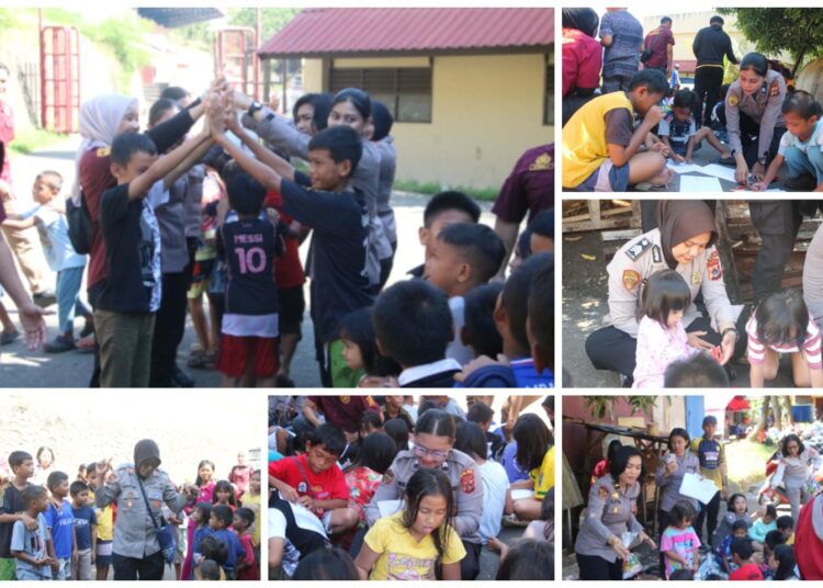 Polwan Polda Papua Hadir Berikan Semangat Anak Korban Kebakaran Kampung Palopo Dok V