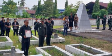 Wujud Penghormatan serta Penghargaan Atas Jasa dan Pengabdian, Kodim 1310/Bitung Gelar Upacara Pemakaman Secara Militer Kepada Almarhum Serka (Purn) Hans Wungkana