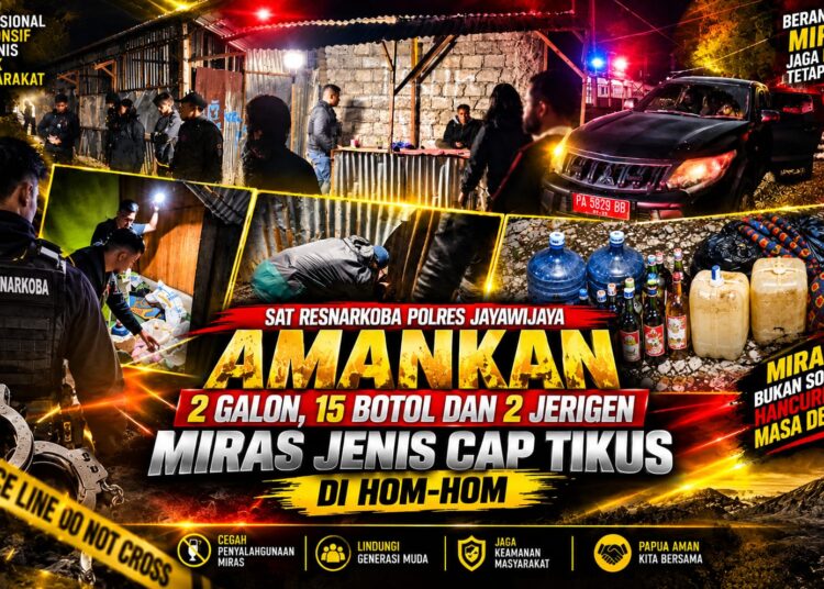Sat Resnarkoba Polres Jayawijaya Amankan 2 Galon, 15 Botol Dan 2 Jerigen Miras Jenis Cap Tikus di Hom-hom