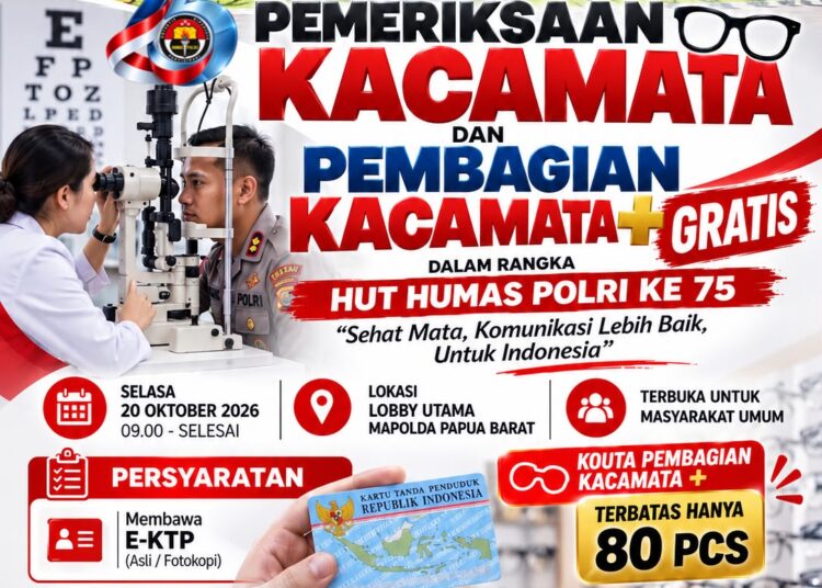 Jelang HUT Humas Polri Ke-75, Bidhumas Polda Papua Barat Gelar Bakti Kesehatan Donor Darah dan Pemeriksaan Mata Gratis