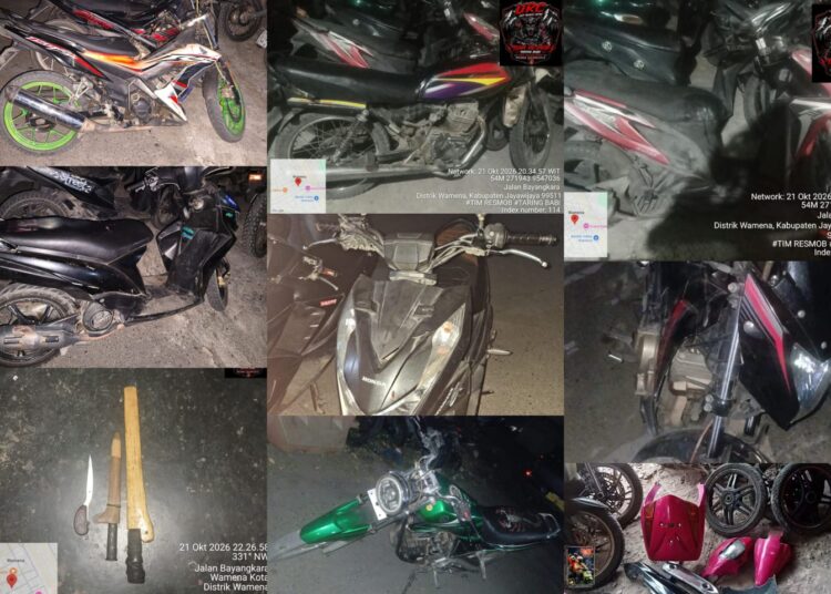 Patroli Malam Sat Reskrim Polres Jayawijaya Temukan Sejumlah Sepeda Motor dan Senjata Tajam di Wamena